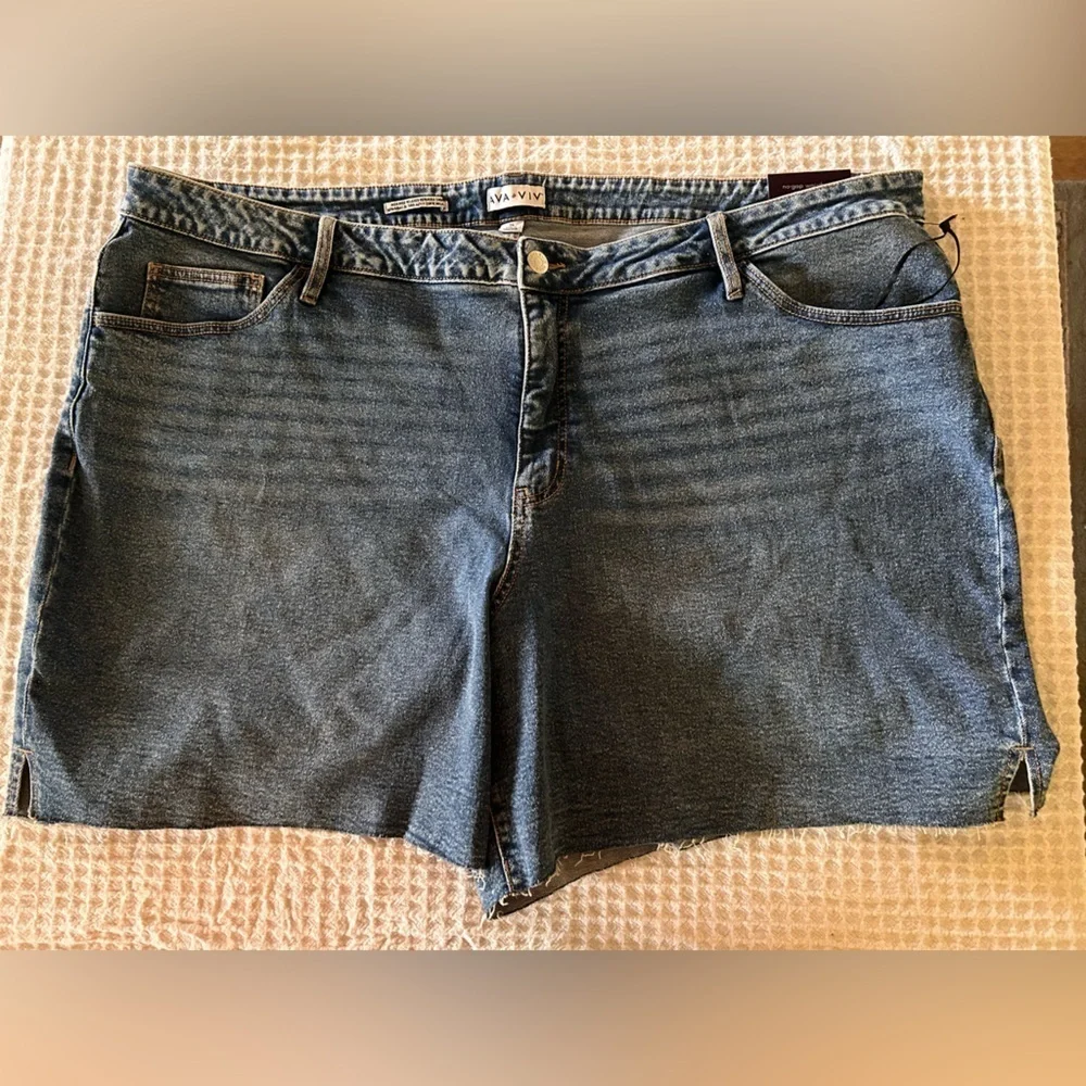 Ava & Viv Jorts Shorts Women Bermuda Cut Off High Rise Relaxed Fit Size 26